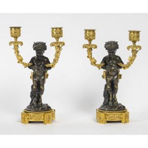 A Napoleon III Period (1848 - 1870) Pair Of Candlesticks.