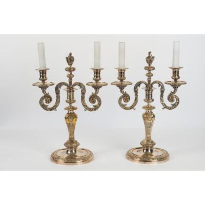 A Pair Of Regence Style Candelstick.