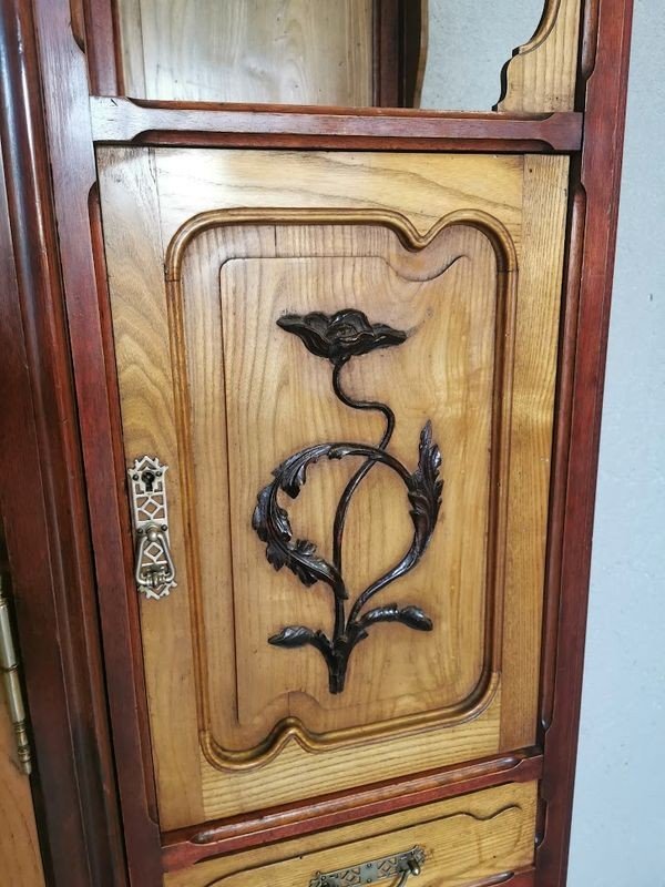 Nancy School Art Nouveau Wardrobe "aux Poppies"-photo-4