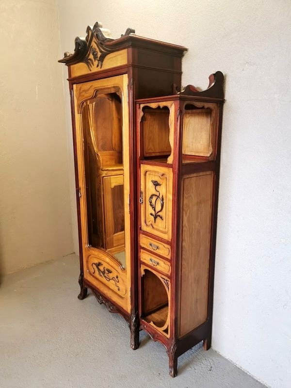 Nancy School Art Nouveau Wardrobe "aux Poppies"-photo-6