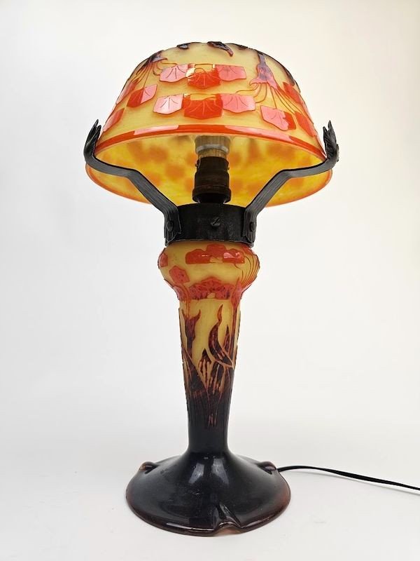 Le Verre Français Art Deco Mushroom Lamp "amourettes"-photo-2