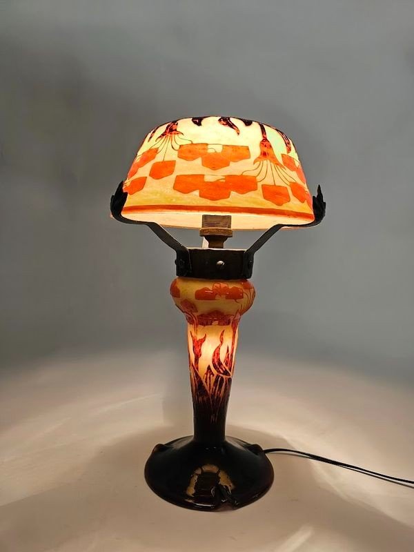 Le Verre Français Art Deco Mushroom Lamp "amourettes"-photo-3