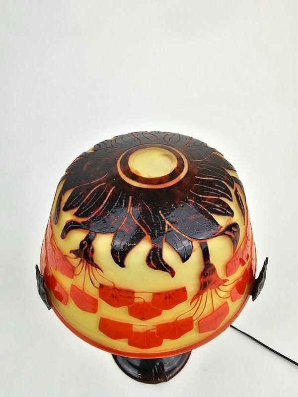 Le Verre Français Art Deco Mushroom Lamp "amourettes"-photo-2