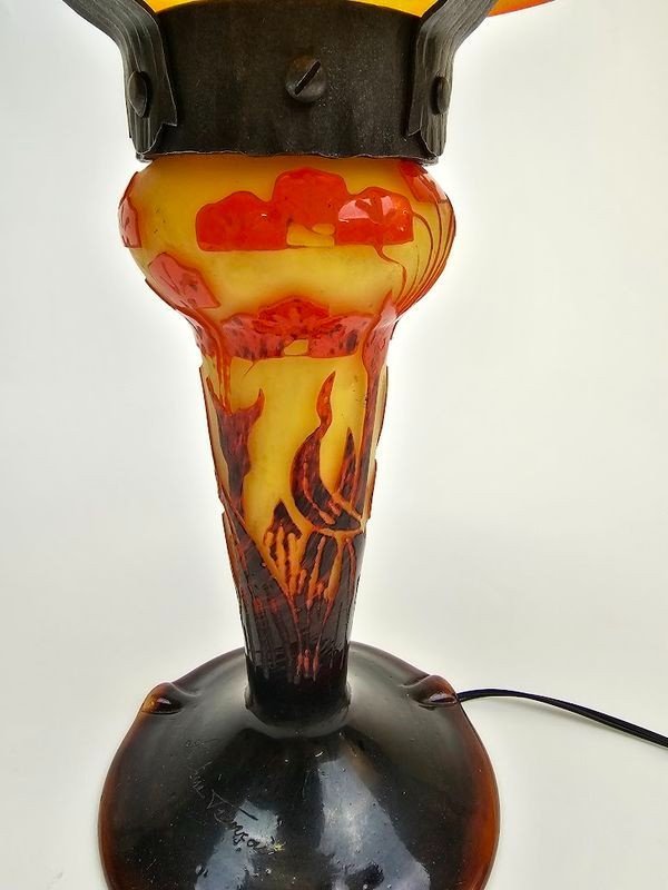 Le Verre Français Art Deco Mushroom Lamp "amourettes"-photo-3