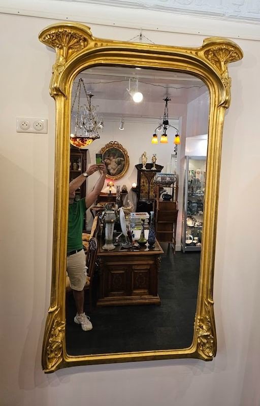 Eugène Vallin Art Nouveau Mirror "at The Ombelles"-photo-3