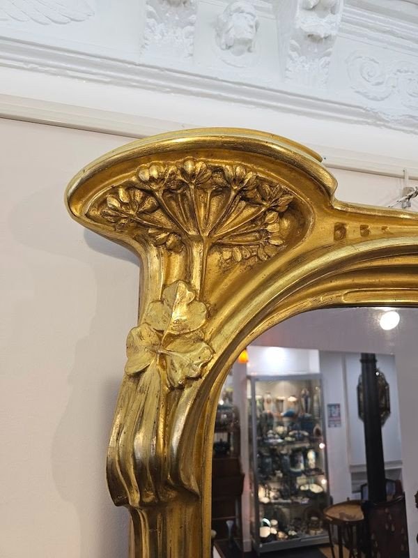 Eugène Vallin Art Nouveau Mirror "at The Ombelles"-photo-4