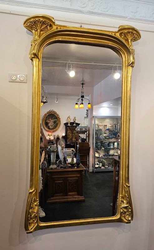 Eugène Vallin Art Nouveau Mirror "at The Ombelles"-photo-6