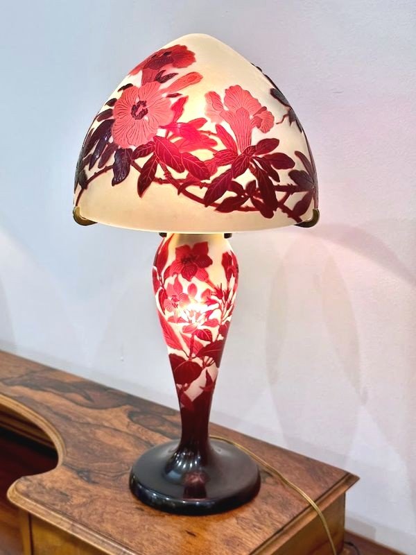 Gallé Art Nouveau Mushroom Lamp "bignones"-photo-7