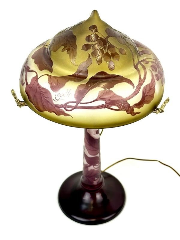 Emile Gallé Art Nouveau Mushroom Lamp "climbing Ivy"-photo-4