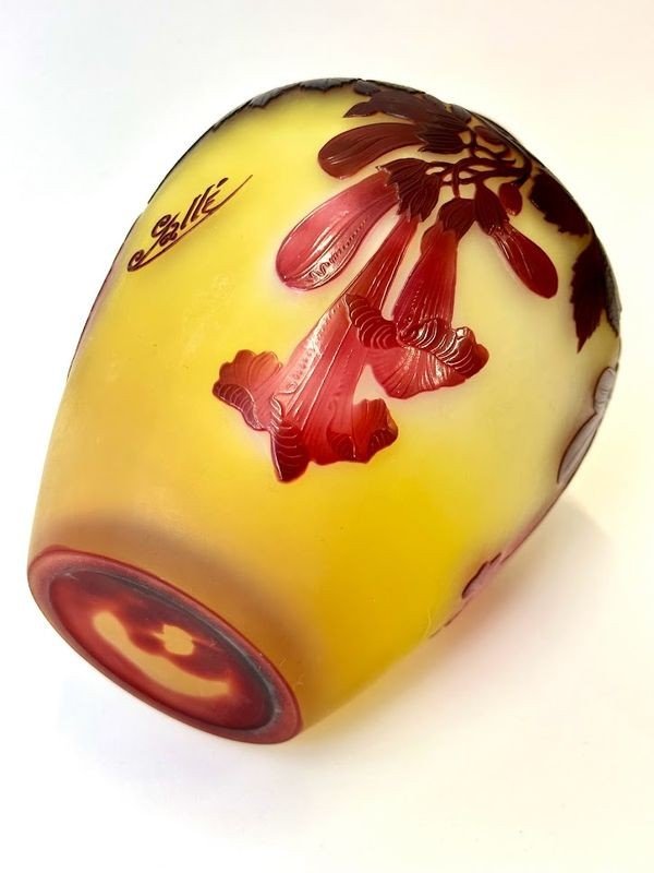 Emile Gallé Vase Art Nouveau  "Bignones Rouges''-photo-3