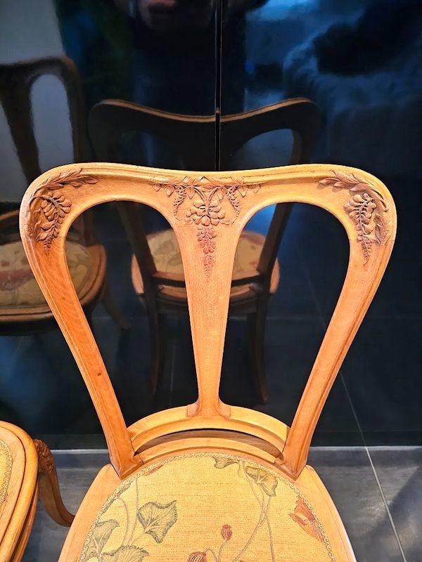 Pair Of Art Nouveau Chairs School Of Nancy "glycine"-photo-1