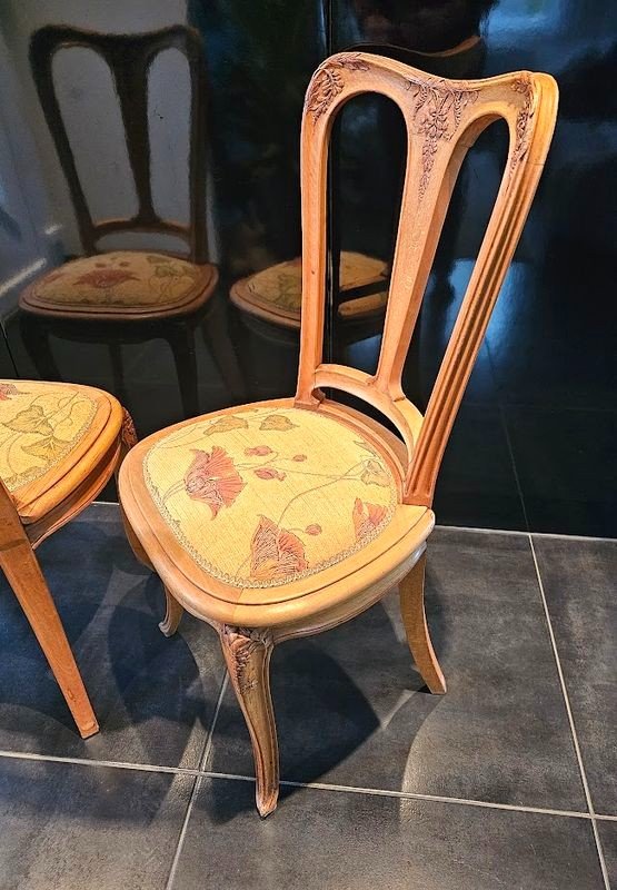 Pair Of Art Nouveau Chairs School Of Nancy "glycine"-photo-4