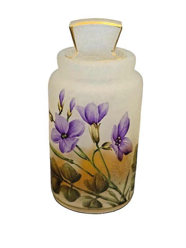 Daum Nancy Art Nouveau Bottle "wild Violets"-photo-2