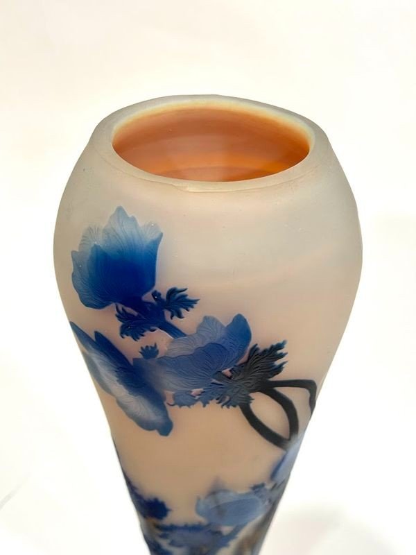 Muller Frères Lunéville Grand Vase "anémones Bleues"-photo-2