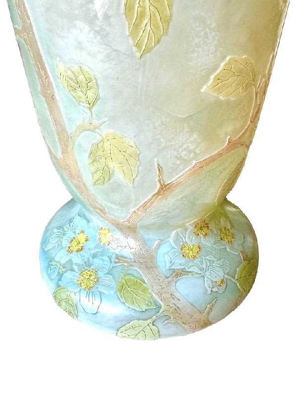 Monumental Legras Vase “apple Blossoms”-photo-2