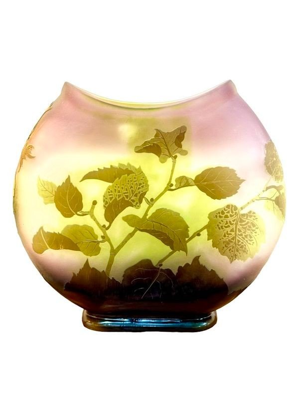 Emile Gallé Vase Art Nouveau "Noisettes"-photo-2