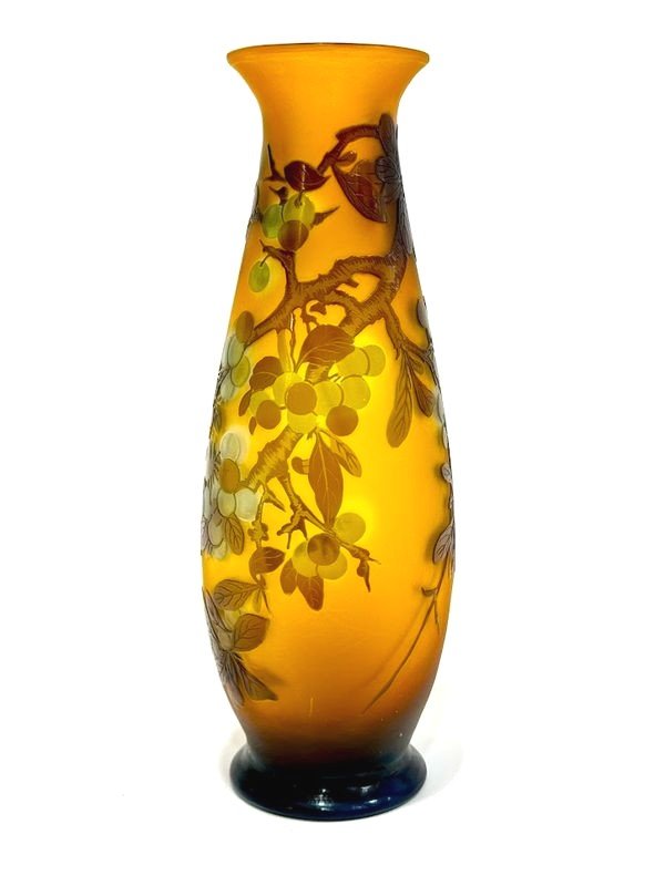 Emile Gallé Art Nouveau Vase "with Prunus"-photo-4