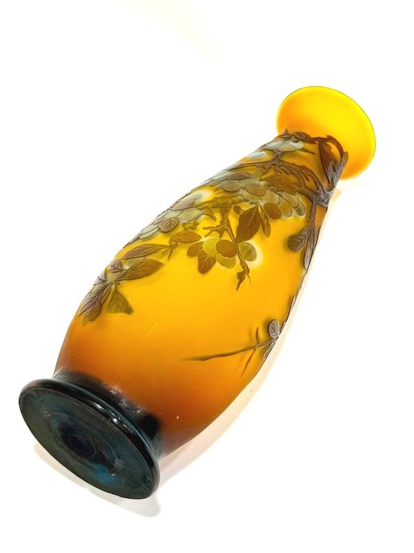 Emile Gallé Art Nouveau Vase "with Prunus"-photo-2