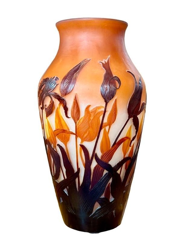 Emile Gallé Important Vase Art Nouveau "tulipes"-photo-4