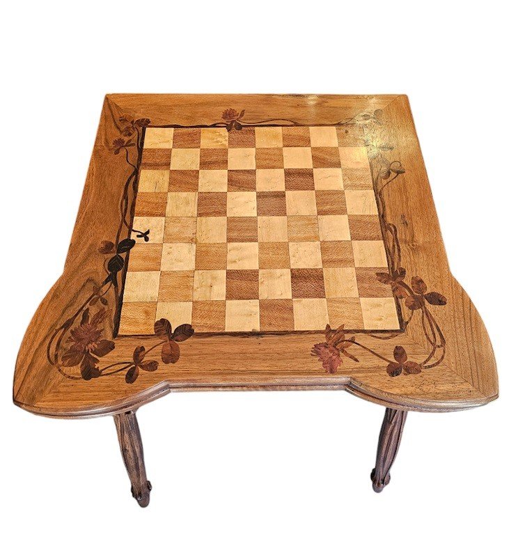 Louis Majorelle Art Nouveau Games Table "with Clover"-photo-2