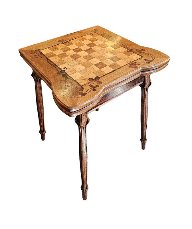 Louis Majorelle Art Nouveau Games Table "with Clover"-photo-3