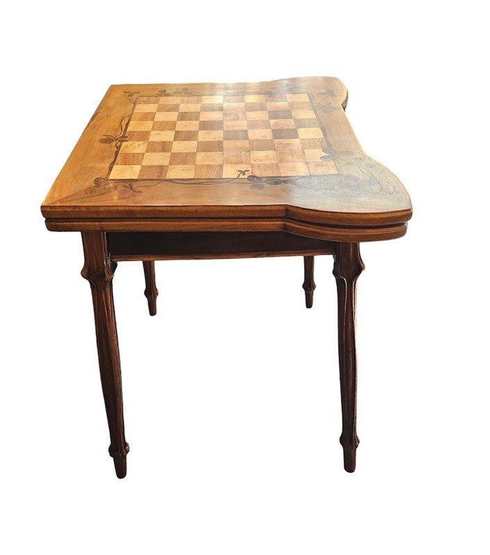 Louis Majorelle Art Nouveau Games Table "with Clover"-photo-4