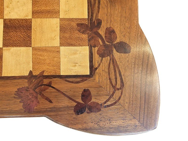 Louis Majorelle Art Nouveau Games Table "with Clover"-photo-2