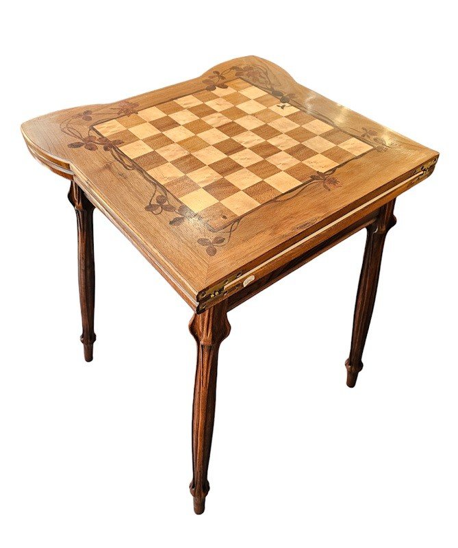 Louis Majorelle Art Nouveau Games Table "with Clover"-photo-4