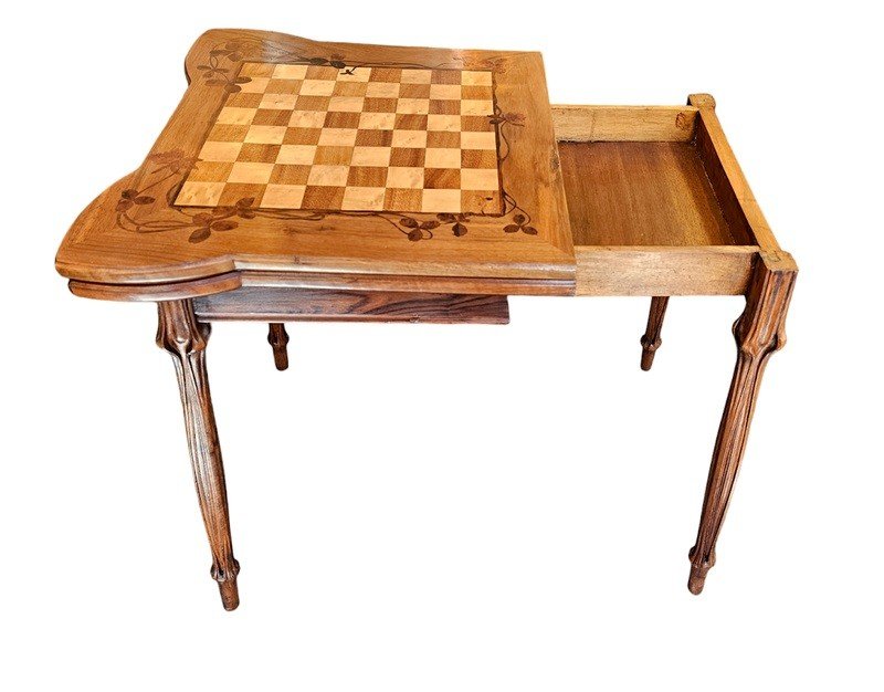 Louis Majorelle Art Nouveau Games Table "with Clover"-photo-5