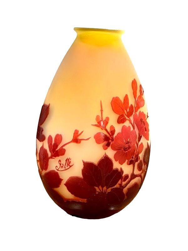 Emile Gallé Art Nouveau Vase "apple Blossoms"-photo-2