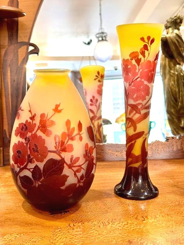 Emile Gallé Art Nouveau Vase "apple Blossoms"-photo-2