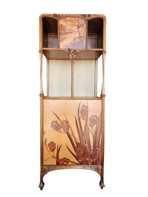 Louis Majorelle Art Nouveau Cabinet "with Honeysuckle"-photo-3