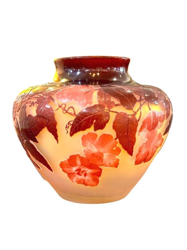 Emile Gallé Vase Art Nouveau "Bignones Rouges"-photo-2