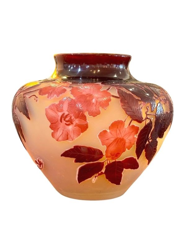 Emile Gallé Vase Art Nouveau "Bignones Rouges"-photo-3