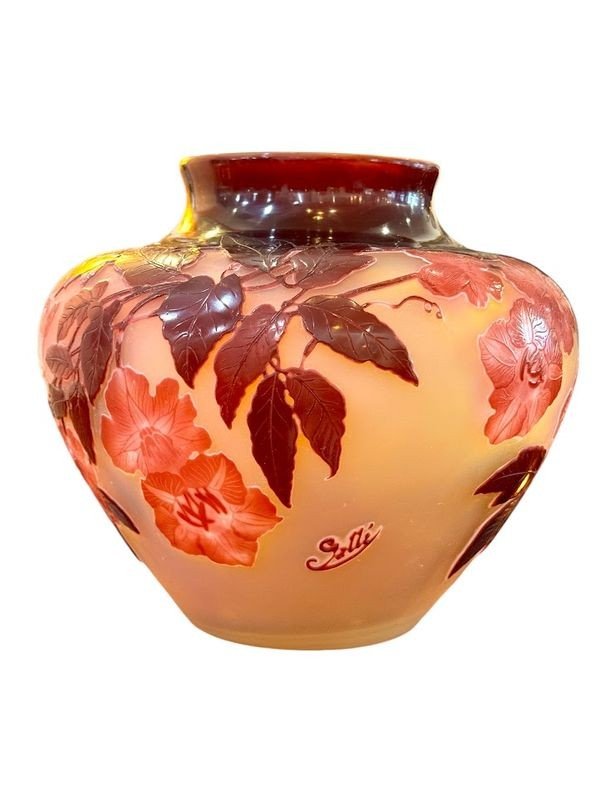 Emile Gallé Vase Art Nouveau "Bignones Rouges"-photo-1