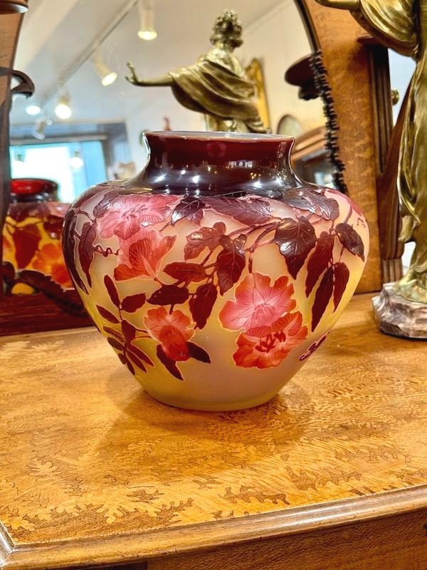 Emile Gallé Vase Art Nouveau "Bignones Rouges"-photo-4