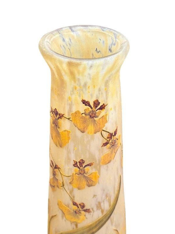 Daum Nancy Grand Vase Art Nouveau "Orchidées et Epis de Blés"-photo-4