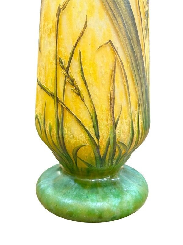 Daum Nancy Large Art Nouveau Vase "orchids And Ears Of Wheat"-photo-1