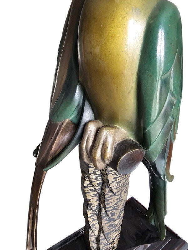 Alexandre Kelety Important Art Deco Bronze "parrots"-photo-3