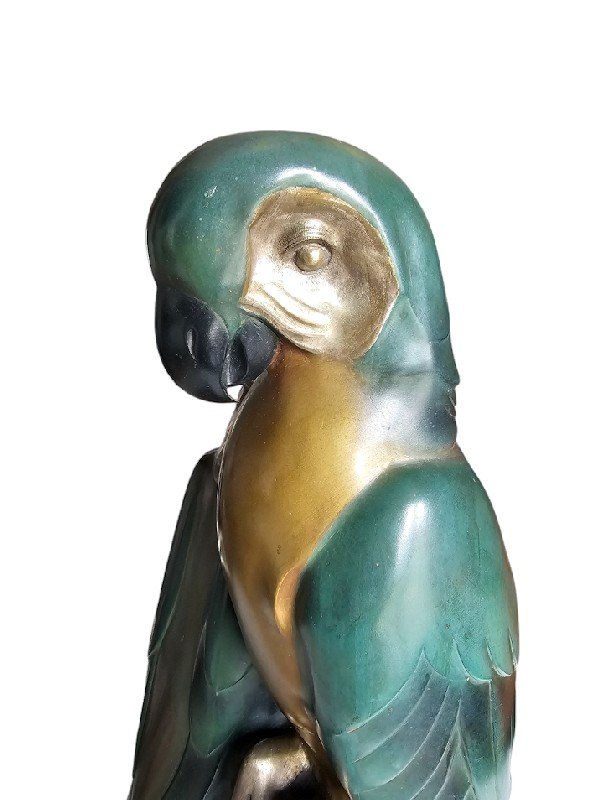 Alexandre Kelety Important Art Deco Bronze "parrots"-photo-5