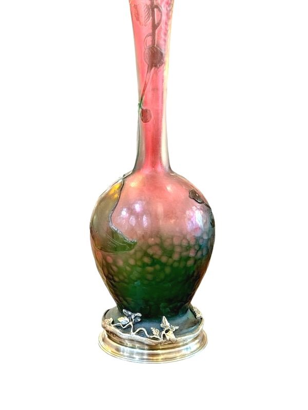 Vase Daum Art Nouveau Monture Argent "Au Muguet"-photo-4