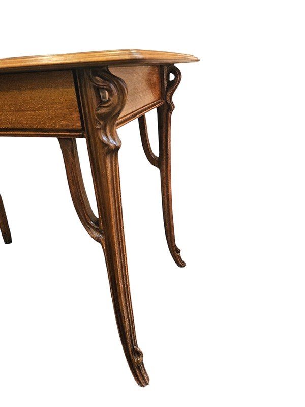 Emile Gallé Art Nouveau Writing Table "ombelles And Butterfly"-photo-4