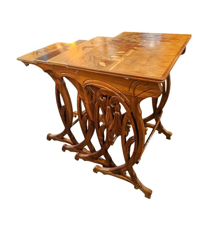 Emile Gallé Tables Gigognes Art Nouveau "Daturas"-photo-2