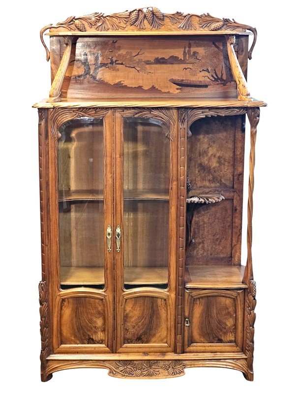 Art Nouveau Display Case From The Nancy School "pine Cones"