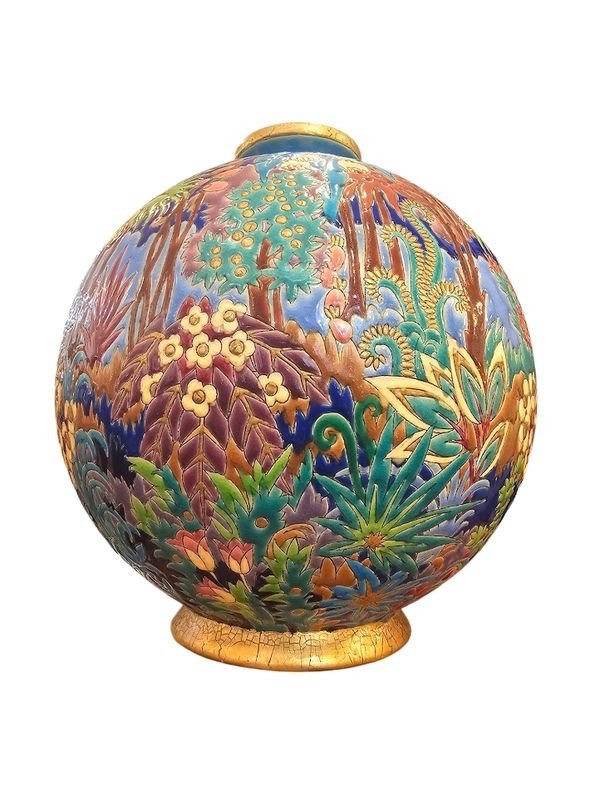 Longwy Colonial Art Deco Ball Vase-photo-4