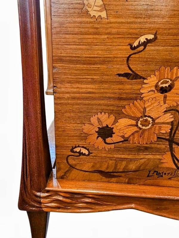 Louis Majorelle Art Nouveau Display Shelf "poppies And Butterflies"-photo-4