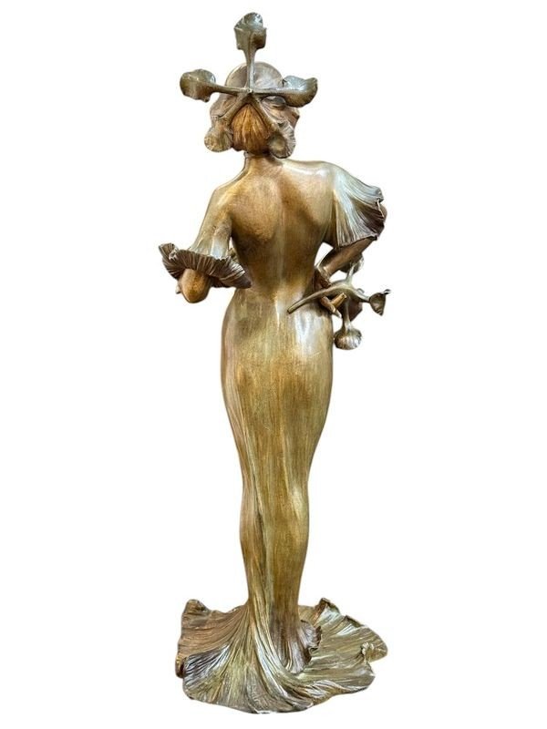 Lucien Alliot Large Art Nouveau Sculpture "flora"-photo-2