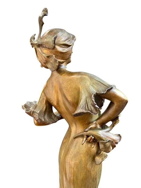 Lucien Alliot Grande Sculpture Art Nouveau "Flora"-photo-1