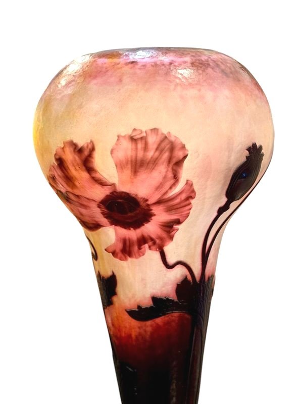 Daum Nancy Art Nouveau Vase "with Poppies"-photo-2