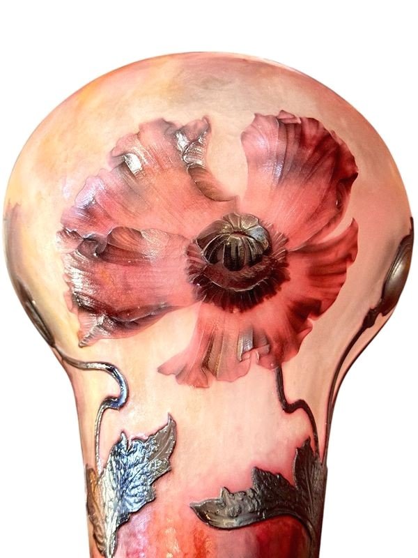 Daum Nancy Art Nouveau Vase "with Poppies"-photo-6